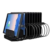 Unitek 2022 QC3.0*2 USB充電ステーション 10ポート QC3.0卓上充電スタンド 96W PSE認証済 10台同時充電 1.5A/2.4A スマートIC搭載 複数台対応 Android/iPhone/iPad/kindle/タブレット/PSP 仕切り板 間隔調整可能 収納便利 卓上 ブラック
