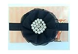 4 Chiffon Pearl Flower with Rhinestones baby PoshNPretty headband - Black by PoshNPretty