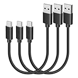 USB Type C ケーブル 0.3m 短い 3本セット【3A出力で超急速充電 / USB2.0準拠品 / 映像出力非対応 】LpoieJun タイプC (USB A to USB C)ケーブル 高耐久TPE素材 スマートフォン/タブレット/ゲーム機のタイプｃ機種に対応 ブラック