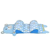 Kanemt ベビー枕 綿　通気　寝返り防止クッション 絶壁頭矯正 肌触りいい　赤ちゃん枕　超可愛い　柔らかい　幅の調整可能　熊　ブルー