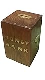 特別なプレゼントに妹木製コインストレージボックス、木製貯金箱、Square Money Bank , withバタフライInlay on two sides andロックにお金を保存します。
