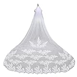 ROSENICE 刺繍レース エッジ　花嫁　ウェディング ベール 櫛付き 260CM(白)