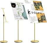 立て看板 、スタンドボード 、 ポスタースタンド、調節可能高さ60~100 cm 傾斜は360度自由に調整可能 丸底Φ28cm 掲示板、重い案内板 、会社案内の情報板、屋外用 看板 プレート、店舗用 メニュースタンド マルチメディアスタンド ポールスタンド看板 パネル（ 金）