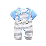 ベビー服　夏　女の子　男の子　キッズ　カバーオール　ロンパース　半袖　綿100％　カジュアル　通気性　可愛い　1-4歳 (80, ライトブルー)