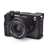 Rieibi ソニー α7CII ケース、ミラーレス一眼カメラα7CⅡ/ILCE-7CM2 専用 A7CM2カメラケース α7CⅡ 保護ケース α7CⅡ 保護カバー ILCE-7CM2 カバー A7C2 ボディケース SONY ILCE-7CM2ハーフケース 人工革 三脚ネジ穴付き 電池交換でき 開閉自由 携帯型（ブラック）