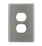 Leviton 84103 – 40 1-gangデュプレックスデバイスコンセントウォールプレート、オーバーサイズ、デバイスマウント、ステンレススチール