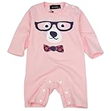 (シスキー) shisky プリント 長袖 ロンパース カバーオール ツナギ ベビー服 スナップボタン 綿 ベビー 男の子 女の子 80cm 547-51【10-5】ピンク