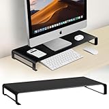 【ＣＯＭＦＯＲＴ ＺＯＮＥ】 モニター台 卓上 W59xD25xH6cm デスク上置棚 モニタースタンド スチール製 ディスプレイ台 卓上 収納 パソコン台 机上ラック 机上台 省スペース オフィス 自宅用 在宅勤務 モニター台 （ブラック, W59xD25xH6cm）