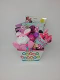 Happy Easter BasketジャンボKids Toddlersギフト子供滅菌卵GoodiesキャンディバスケットピンクandホワイトBunny Coloring Bookパズル7 Piece