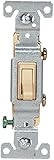 Eaton 1301-7V-L 15-Amp, 120-Volt Standard Grade Single Pole Framed Toggle AC Quiet Switch, Ivory [並行