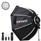 TRIOPO KX65 25.6インチ/65cm ポータブル八角形ソフトボックスリフレクター ソフトクロスとSブラケット付き Godox V1 AD200 Proラウンドヘッドフラッシュライトディフューザー用