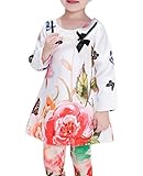 (ウォ２U)Woo2u キッズ 女の子 ガールズ 春夏 姫様 花蝶柄 Aライン 長袖 カジュアル スポーツ 三五七 入学式 通勤 通学 子供服 上着 ブラウス Tシャツ チュニック トップス 120