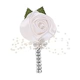 Dovewill 10タイプ選べる　フラワーコサージュ　ブライダルコサージュ　ブライダルフラワーオーナメント　結婚式　インテリア - ホワイトローズ