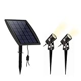ソーラー LED ライト アウトドア スポットライト 太陽光パネル充電 ガーデンライト 防犯対策IP65防水　15メートル照明距離 光センサー 自動点灯/消灯 (ウオ-ム)