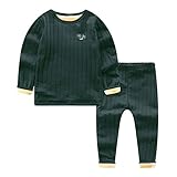 vivisclassic 子供服 パジャマ 　綿素材　裏起毛　上下2点セット 長袖 女の子 男の子 ルームウェア　秋冬保温 (グリーン, 120)