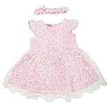 ベビー・赤ちゃん用 ガールズ お花の刺繍 半袖フリルワンピースとヘアバンドのセット ベビー服セット 夏 サマーワンピース 女の子 (18-24ヶ月) (ピンク/ホワイト)