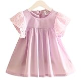 Cure Baby 女の子 ワンピース レース 半袖 リボン 90 ラベンダー 海外工場直送