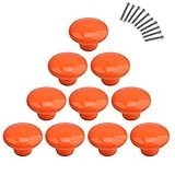 10Pcs Dresser Knobs, YIFAN Cute Drawer Puls for Kids' Room Ceramic Door Cabinet Handles - Orange [並行