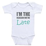 ユニセックス赤ちゃん服" I ' m The Reason We ' re Late " Funny One Pieceベビーシャツ
