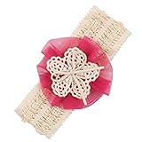 【ノーブランド 品】かわいい　レース　フラワー　キッズ　赤ちゃん　幼児　ヘッドバンド　ヘアバンド　帽子　12色 - ロースレッド