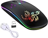 BluetoothワイヤレスマウスBT3.0.22.4Gワイヤレスに適用ラップトップPCノートブック, ブラック