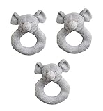 Angel Dear 3個リングRattlesセット、グレー象