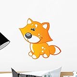 Wallmonkeys wm189204キュートベビーオレンジとイエローCartoon Foxピールとスティック壁デカール 12"W x 11"H - Mini GEN-16424-12