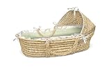 Badger Basket Natural Moses Basket with Hood, Sage Gingham Bedding by Badger Basket Company [並行輸入品]