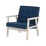 SATO セレノソファ 1人掛けクロス 布ネイビー 肘ホワイト