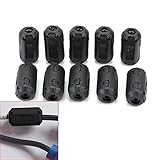 Merssavo 5本のケーブルのための10個の黒クリップオンRFI EMIコアフィルタフェライトフェライト