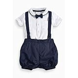 ZooArts ベビー服 ベビーフォーマル ロンパース スーツ オーバーオール 半袖 男の子 子供服 紳士服 幼児 蝶ネクタイ 上下セット サスペンダーパンツ 撮影 道具 記念日 誕生日 綿 カッコイ