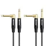 Cable Matters 2本セット 編組ギターケーブル - 1.8m、ギター シールド S-L型、 6.35mmモノラルプラグ 楽器用ケーブル TS ストレート - L 型プラグ