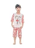 蘭ノ屋 MELLISSE PINK STAR 7分袖 子供服 キッズ ベビー パジャマ 部屋着 ルームウェア 室内着 肌着 (120)