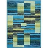 Joy Carpets Kid Essentials Boomblox Teen Area Rugs 46-Inch by 64-Inch by 0.36-Inch Teal [並行輸入品]