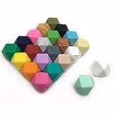 Kissteether 200pcs ミックスカラー0.67 "（17ミリメートル）幾何学的な六角形のシリコーンビーズ安全な食品グレード看護咀嚼シリコーンビーズベビーテザーネックレス/ブレスレットDI