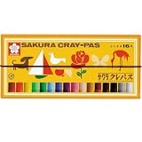 クレパス 太巻 16色 紙箱入り ゴム付き LP16R 【5箱】