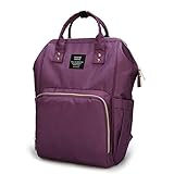 マザーズバッグ リュック 大容量 人気なママ旅行用バッグ 防水 べびー用品すっきり収納 おむつ替えシート付 保温ポケット付き お洒落なハンドバッグ 軽量　 (パープル)