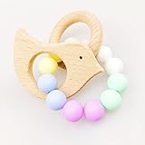 Mamimami Home 授乳ジュエリー　歯固め ブレスレット　ベビー ラトル ママ看護用 食品グレード シリコーンビーズ 木製リング 浅色