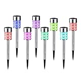 LEDガーデンライト　Beinhomeソーラーライト　埋め込み式　自動点灯消灯　防水　省エネ　飾りライト　カラフルな色、自動的に色変更　ガーデン、庭園、芝生、歩道などに最適　8本入り