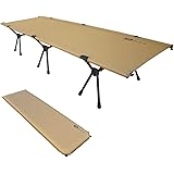 WAQ 2WAY キャンプ コット 静音 軽量 折りたたみベッド 耐荷重150kg ハイ/ロー切替可能 (マット8cmセット(タン))