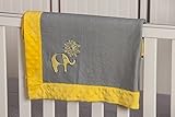 Yellow and Grey Elephant Embroidered Minky Dot Blanket by My Evergreen [並行輸入品]