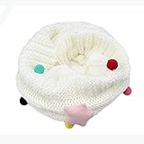 HiCollie キッズ ニット ネックウォーマー スヌード マフラー 星 首巻き ストール 秋冬保温 男女兼用　雪遊び お出かけ クリスマス 正月プレゼント (ホワイト)