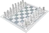 GEBYUI オールガラス製チェスセット ドラマ相棒劇場版小道具同款再現 25×25cm コンパクトサイズ メンタルエクササイズ戦略思考・集中度向上適合 高透超硬ガラス 盤面・駒一体セット 防傷コーティング 家庭装飾・オフィスディスプレイ両用​