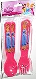 Disney Princess Pink Plastic Flatware Set Featuring Cinderella, 2 Forks and 2 Spoons (1 Pack) by Par