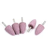 uxcell 軸付砥石　軸付砥石　5個入り　ロージーブラウン　20mmの直径　円錐形　金属製の柄