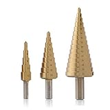 aiyun 3pcs/set HSS ステップドリル 3本セット チタン加工  大4mm~32mm 14段階 中4mm~20mm 8段階 小4mm~12mm 8段階 専用ケース付 DIY・工具