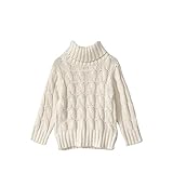 超ナイス　子供服　女の子　セーター　ニットウェア　ケーブル編み　ハイネック　プルオーバー　タートルネック　カジュアル　厚手　ガールズ　無地　コットン　秋冬トップス [並行輸入品]