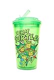 シルバーBuffalo nt5484 Nickelodeon Teenage Mutant Ninja TurtlesチームTurtleプラスチックフリップストローコールドカップ、16-ounces