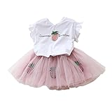 Cutelove 子供服 Tシャツ＆スカート 上下セット 上着 チュチュスカート 女の子 赤ちゃん 可愛い パイナップル柄 スパンコール飾り フライ袖 夏