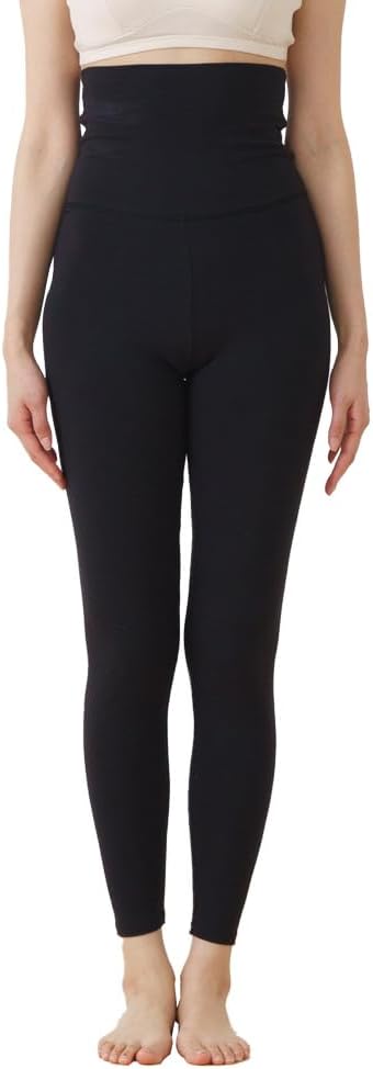 [白鷺ニット] 綿のおなかポンポン 10分丈 腹巻きパンツ レディース スパッツ 年間 お腹生地二重 腹巻付きパンツ L